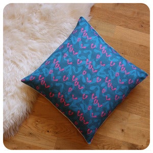 Image of 15" Cushion | Sycamore Scatter: Teal and Hot Pink