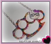 Image of Fist Kiss Nerds Kick Butt Resin Knuckles Necklace