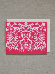 Image of Milles Fleur - botanical vining pattern - Pink Valentines card 