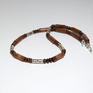 Image of Mens Handmade Beaded Sterling Silver Tube Necklace
