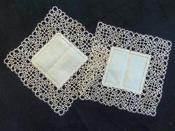 Image of Pair small square tatting doilies (TX020)