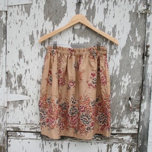 Image of Vintage Khaki Floral Gathered Skirt
