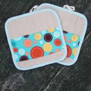 Image of Blue Dishes Pot Holders