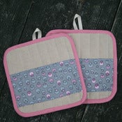 Image of Pink & Gray Tomatoes Pot Holders
