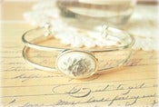 Image of Silver Cuff with Small Grey Flower Cab 