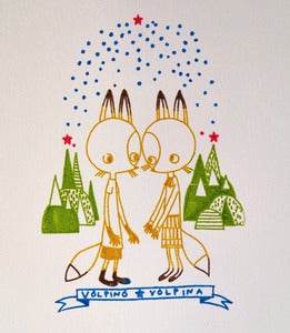 Image of "Volpino & Volpina" Gocco print