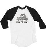 Image of The "Shop" Baseball Tee- Black/ White