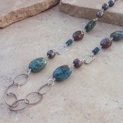 Image of Blue Montage necklace in Agate, Chrysocolla, and Pearl