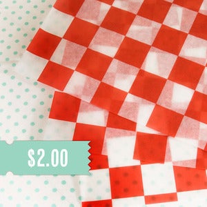 Image of Red & White Checkered Basket Liner