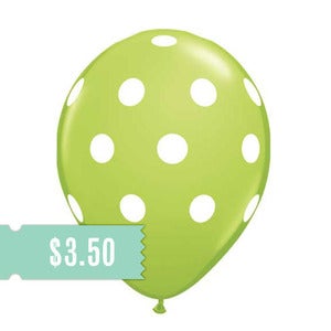 Image of 5 Lime Polka Dot Balloons