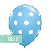 Image of 5 Robin Egg Blue Polka Dot Balloons