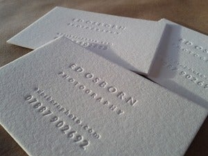 Image of Letterpress Business Cards made to order - set of 100. Printed by hand.