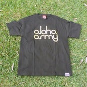 Image of ALOHA ARMY LOGO TEE BLK/YELLOW