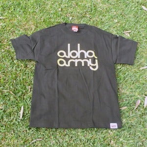 Image of ALOHA ARMY LOGO TEE BLK/YELLOW