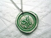 Image of Green Wax Seal Pendant Necklace