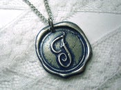 Image of Navy Blue Wax Seal Pendant Necklace