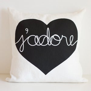 Image of Heart Cushion Cover - BLACK/WHITE