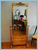 Image of Vintage Brass Cheval Mirror