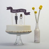 Image of Cake Topper Set - Custom Cake Banner No. 2 / Bride and/or Groom Cake Toppers