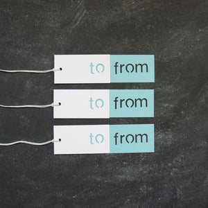 Image of Die Cut To/From Gift Tags - white and tiffany blue