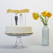 Image of Cake Topper Set - Custom Cake Banner No. 1 / Bride and/or Groom Cake Toppers