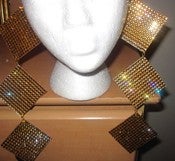 Image of Long  Bling Rhinestone Diamond shaped earrings