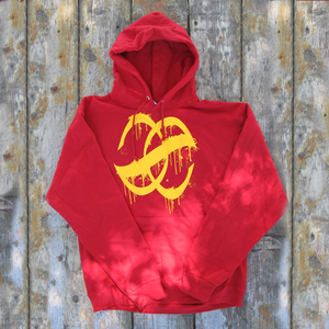 Image of BRUONIS LOGO DRIP HOODIE - RED/YELLOW
