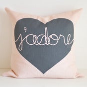 Image of Heart Cushion Cover - ROSE/GREY