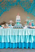 Image of Ombre Ruffle Tablecloth Blue or pink 