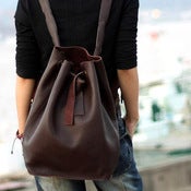 Image of Handmade Genuine Leather Backpack Satchel Day Pack Traveling Bag - Unisex (m38)