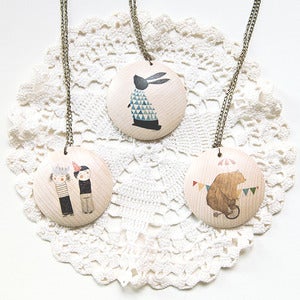 Image of Illustrated wooden necklace
