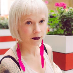Image of Colour block Long Feather Earrings (various colours)