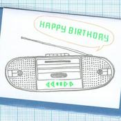 Image of boombox birthday card