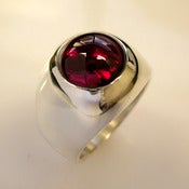Image of Unique, Custom, Heavy Mens Ruby Ring in Silver