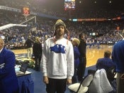 Image of WHITE with BLUE paw crew neck sweatshirt 