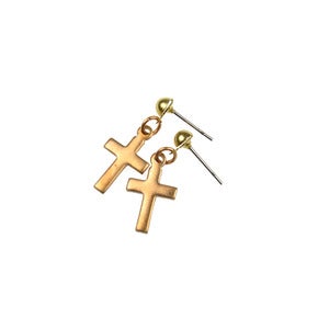 Image of Norma. Tiny Vintage Cross Earrings