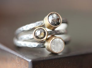 Image of Natural Silvery White Diamond Stacking Ring