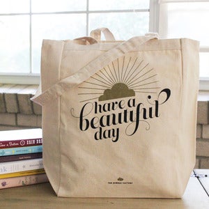 Image of "Beautiful Day" Metallic Printed Tote Bag