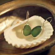 Image of Kelly Green Sea Glass - Sterling Silver Earrings