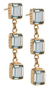 Image of " New " Kara Ackerman <i> Judie <i/> Emerald Cut 3 Drop Blue Topaz Earrings