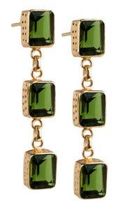 Image of " New " Kara Ackerman <i> Judie <i/> Emerald Cut 3 Drop Peridot Earrings
