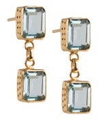 Image of " New " Kara Ackerman <i> Judie <i/> Emerald Cut 2 Drop Blue Topaz Earrings