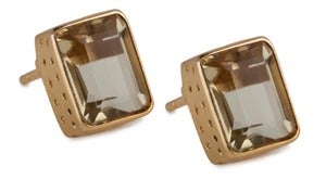 Image of " New " Kara Ackerman <i> Judie <i/> Emerald Cut Lemon Quartz Stud Earrings