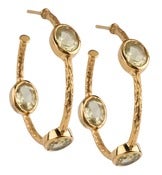 Image of " New " Kara Ackerman <i> Judie <i/> 3 Stone Textured Lemon Quartz Hoop Earring