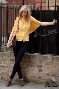 Image of 'Spring Dreamer' Pointed Collar Butterfly Wing Blouse (Yellow)