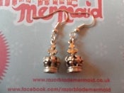 Image of Tiny Queens Crown Silvertone Earrings 