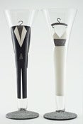 Image of Bride and Groom Champagne Toasting Flutes