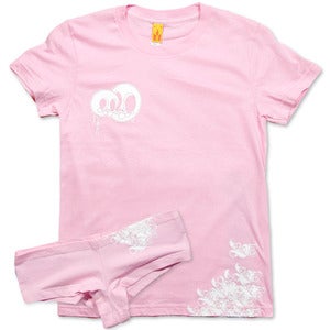 Image of LOVE SKULLS - women’s pink tee & undies set
