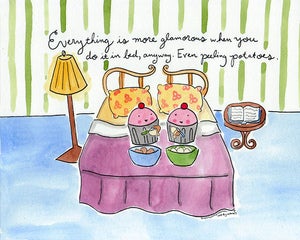Image of Peeling Potatoes in Bed Warhol Quote Print by CakeSpy 