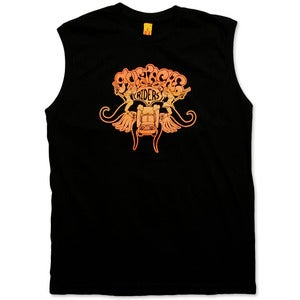 Image of MUSTACHE RIDERS - men’s black/sunset sleeveless